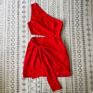 Hello Molly One Shoulder Red Cocktail Dress Size XS
